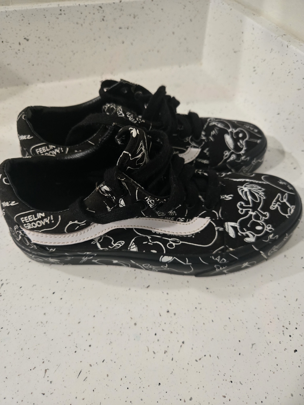 Vans x Peanuts by Schultz Snoopy Black White sneakers (m size 6 W Size 7.5) - Picture 2 of 5